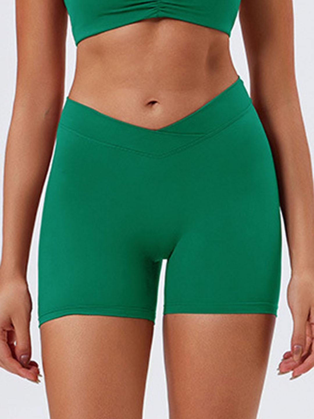 

LULU & SKY Women Slim Fit High-Rise Sports Shorts, Green