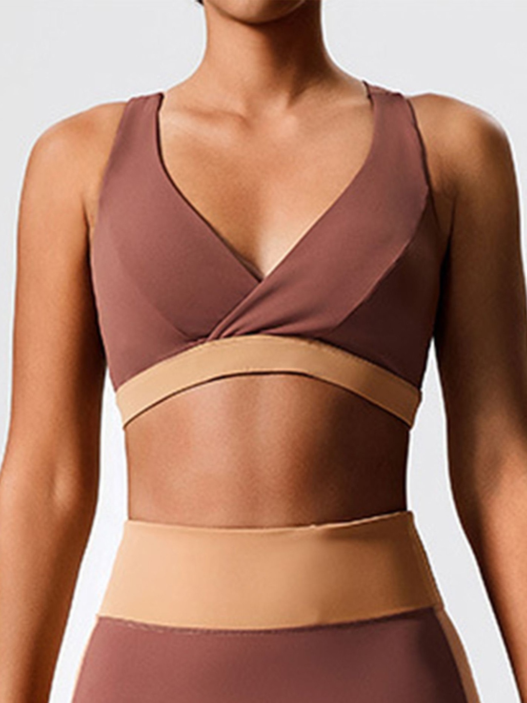 

LULU & SKY Brown Sleeveless Bralette Crop Top