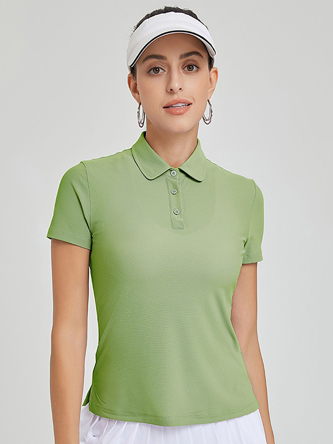 

LULU & SKY Green Polo Collar Short Sleeves Sports T-shirt