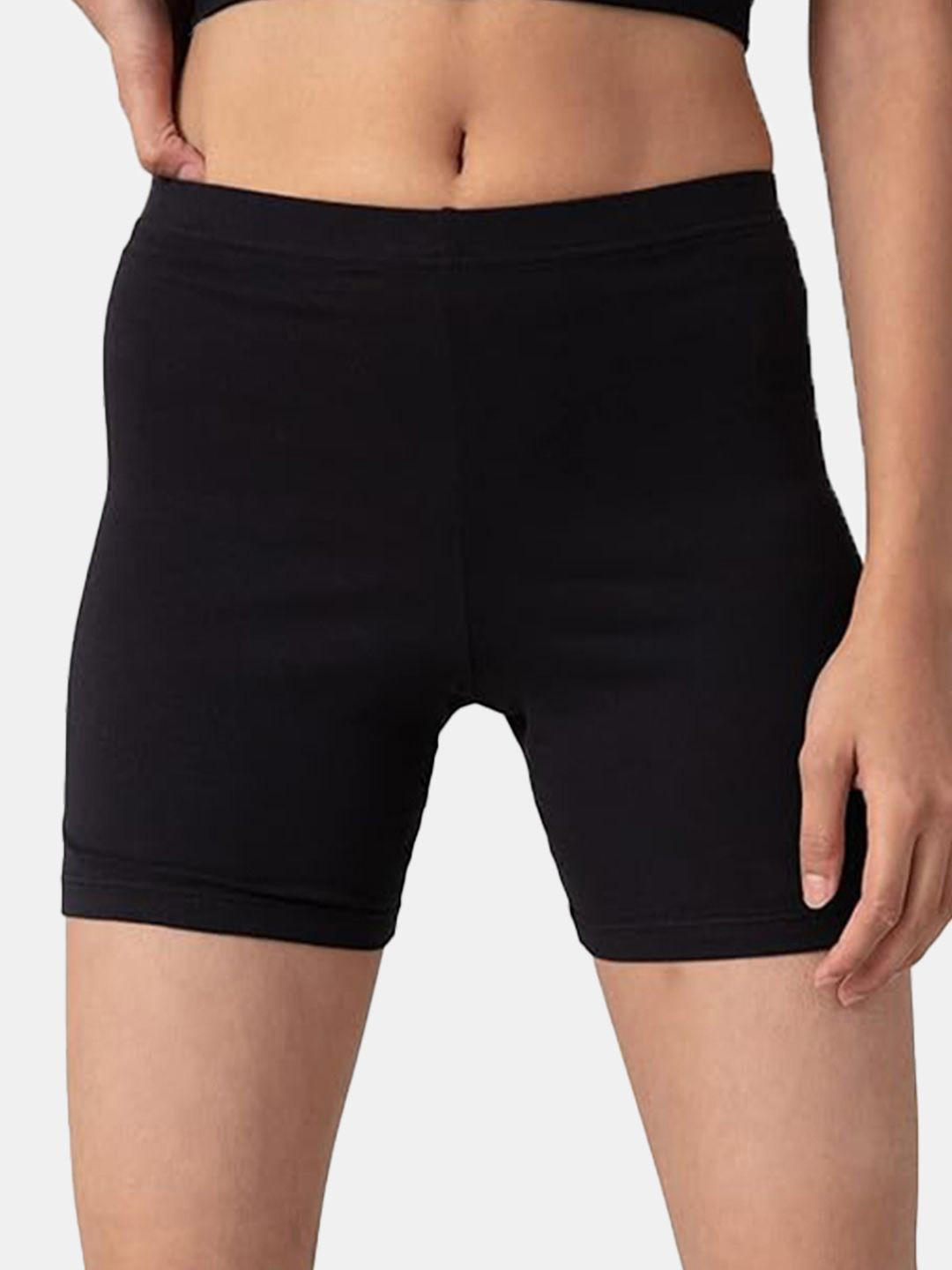 

SKDREAMS Women Skinny Fit Mid-Rise Cycling Sports Shorts, Black