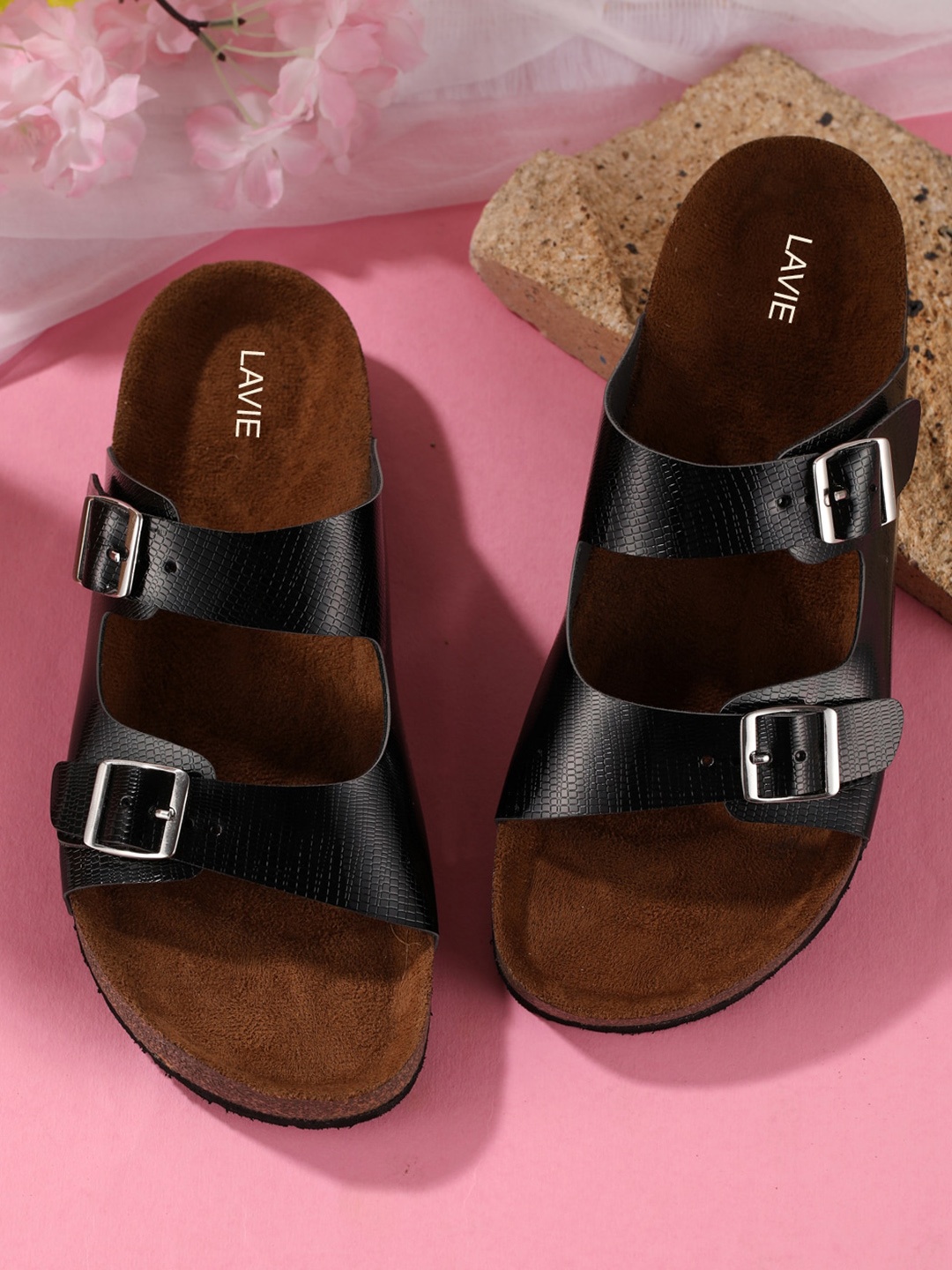 

Lavie Women Open Toe Flats with Buckles, Black