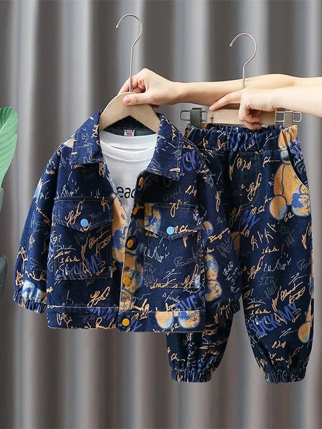 

TrendyKid Boys Printed Shirt With Trouser, Blue