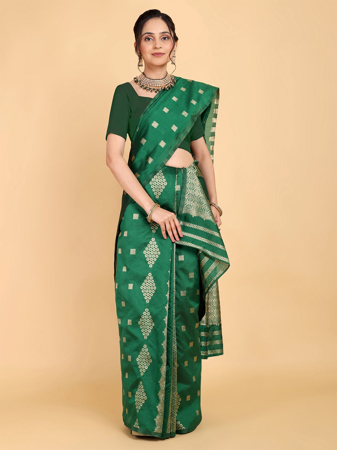 

Rose Villa Assamese Mekhela Chador Saree, Green