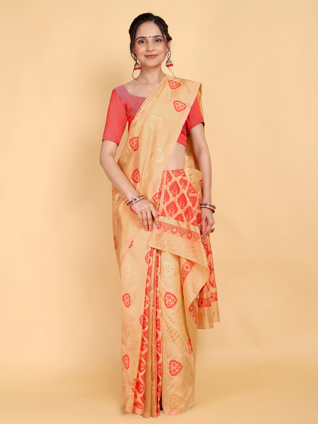 

Rose Villa Assamese Mekhela Chador Saree, Cream