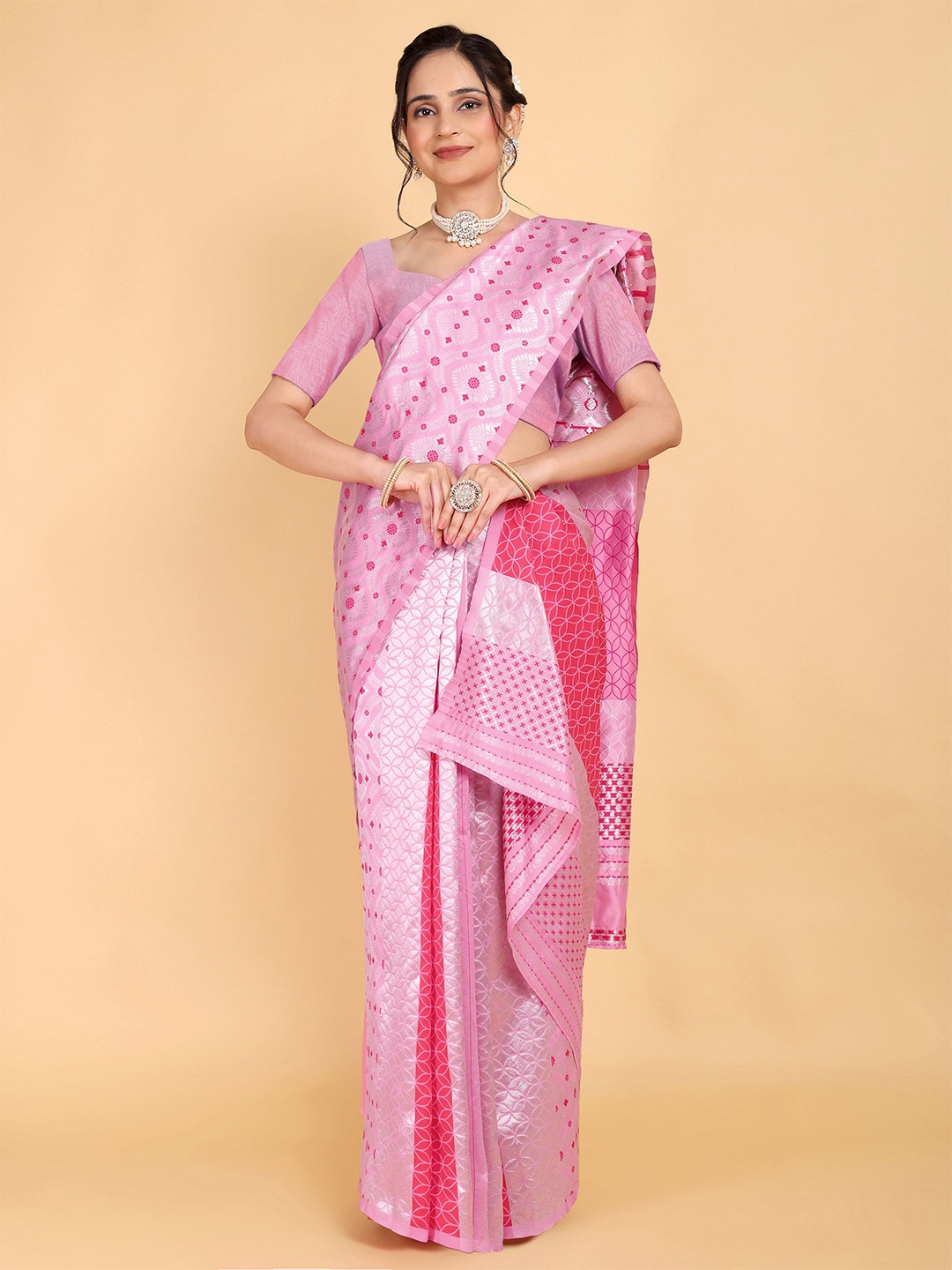

Rose Villa Assamese Mekhela Chador Saree, Red