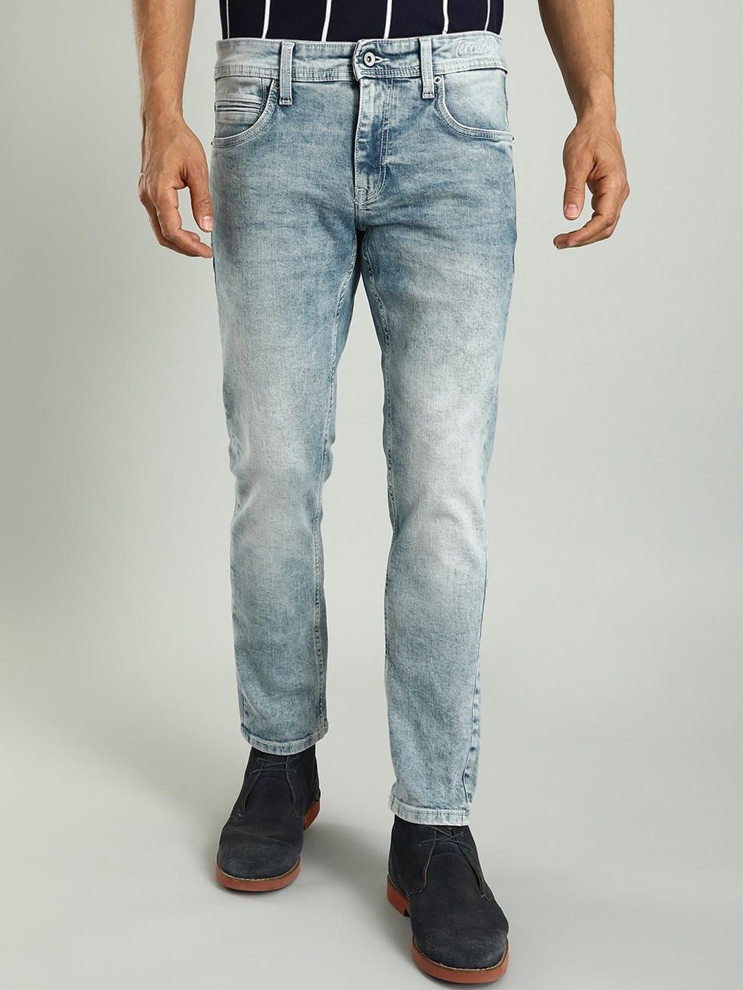 

Indian Terrain Men Kruger Skinny Fit Clean Look Heavy Fade Stretchable Jeans, Blue
