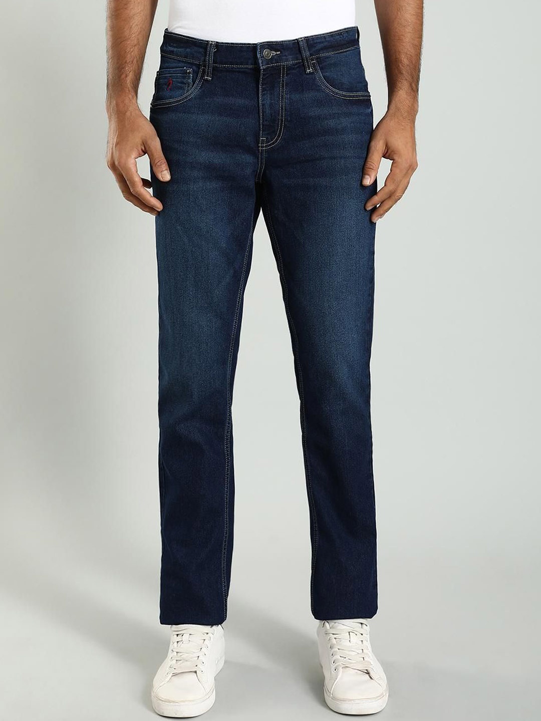 

Indian Terrain Men Brooklyn Slim Fit Clean Look Whiskers Stretchable Jeans, Blue