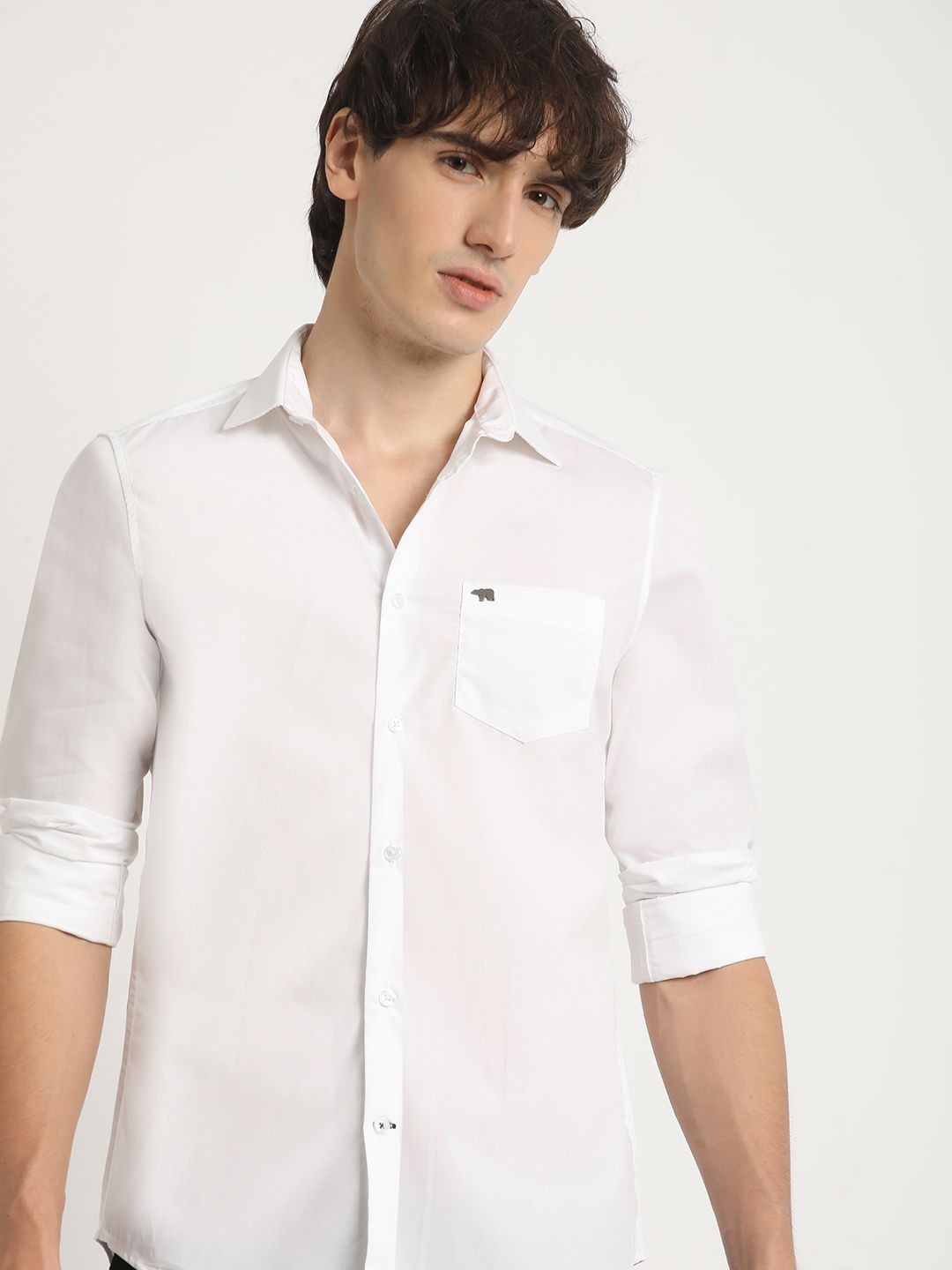 

THE BEAR HOUSE Men's Solid Tailored Fit Formal Shirt, White