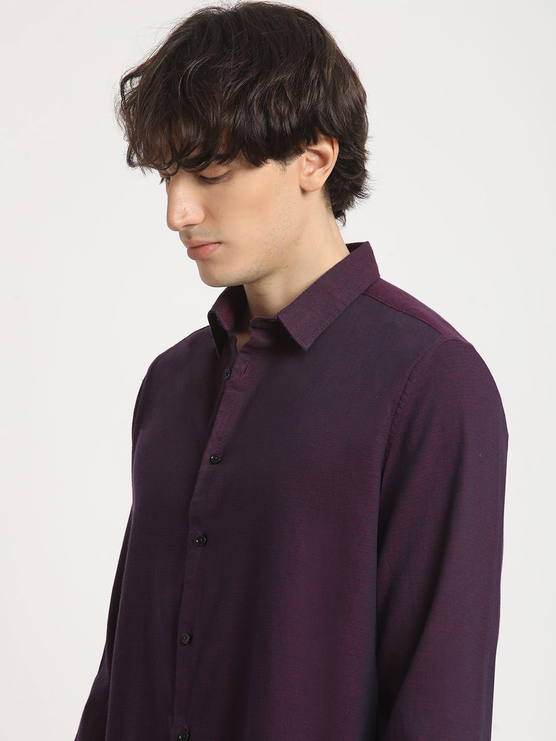 

THE BEAR HOUSE Self Designed Checkered Slim Fit Casual Shirt, Purple