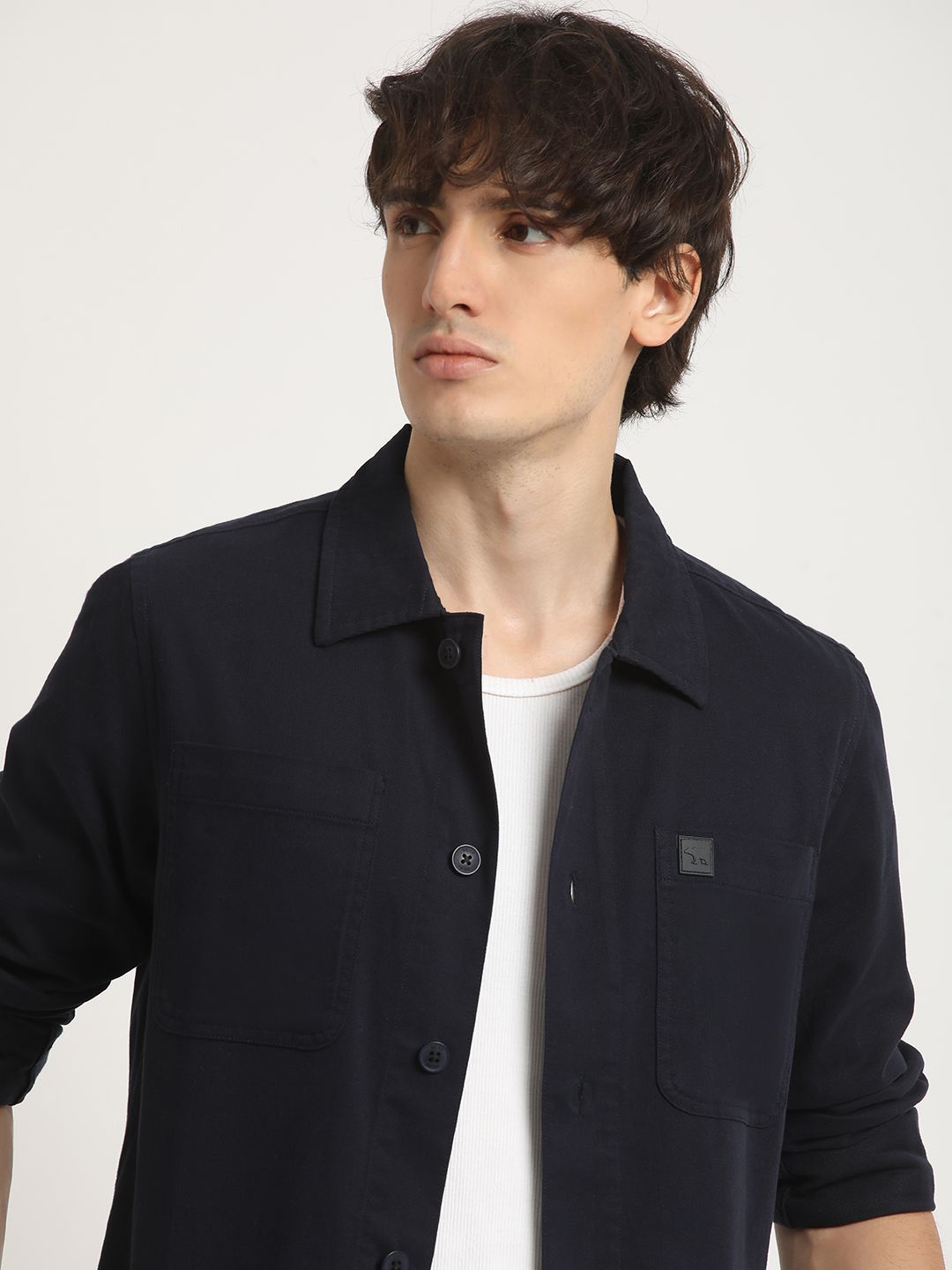 

THE BEAR HOUSE Pure Cotton Overshirt, Blue