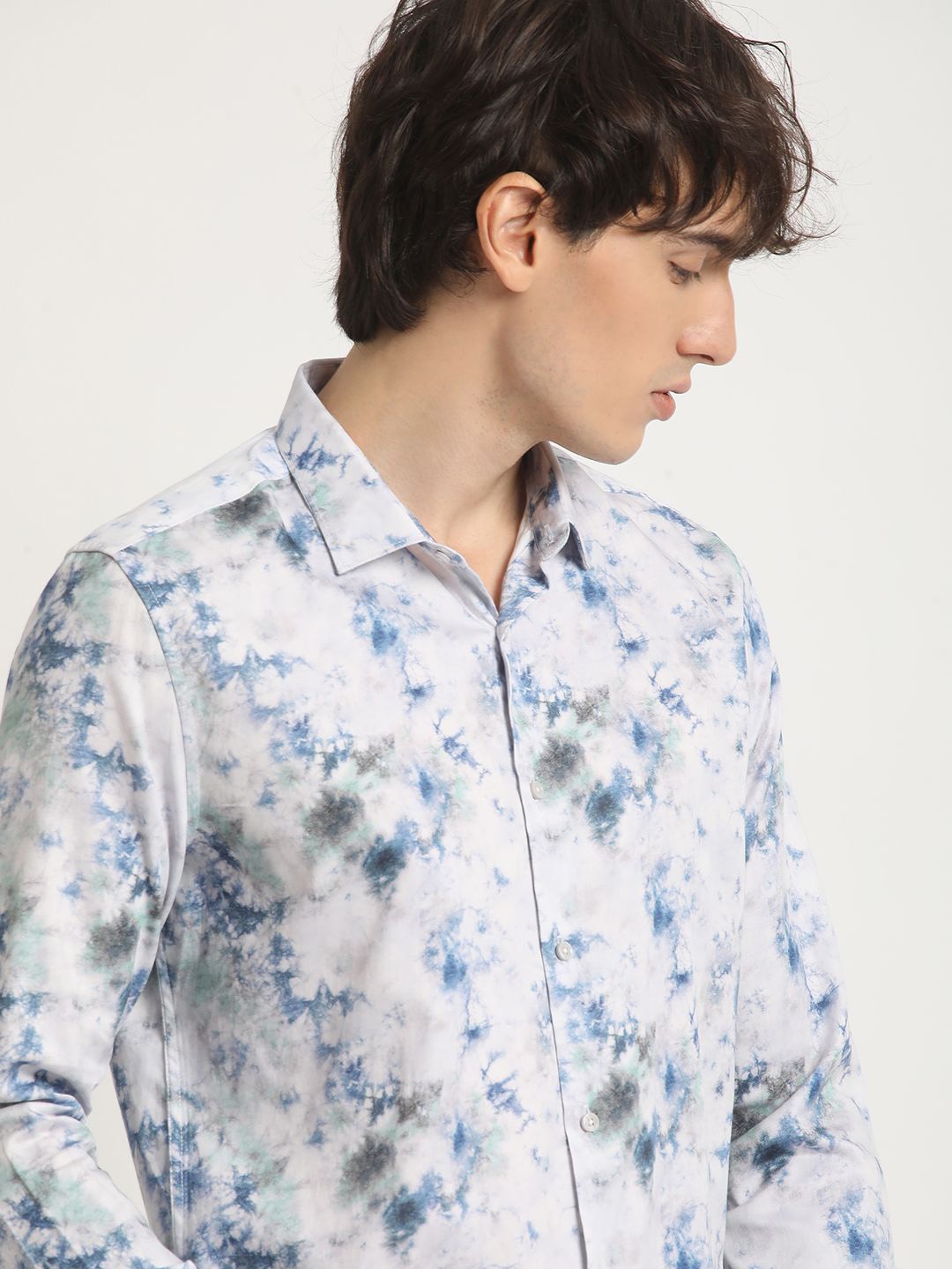 

THE BEAR HOUSE Men's Printed Slim Fit Casual Shirt, White