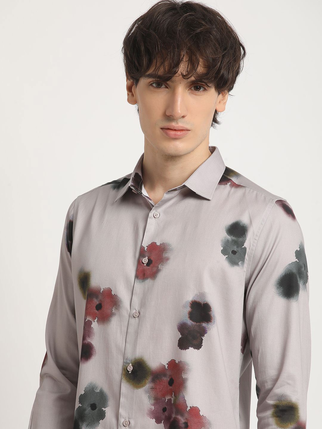 

THE BEAR HOUSE Men's Printed Slim Fit Casual Shirt, Purple
