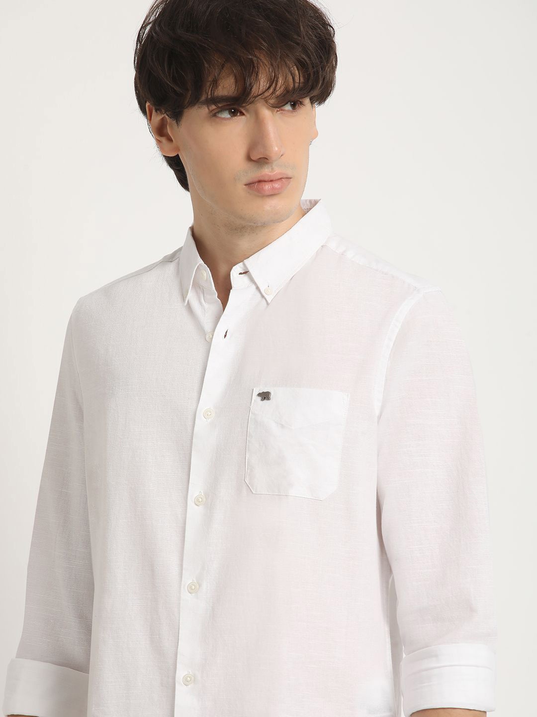 

THE BEAR HOUSE Men Pure Cotton Solid Slim Fit Casual Shirt, White