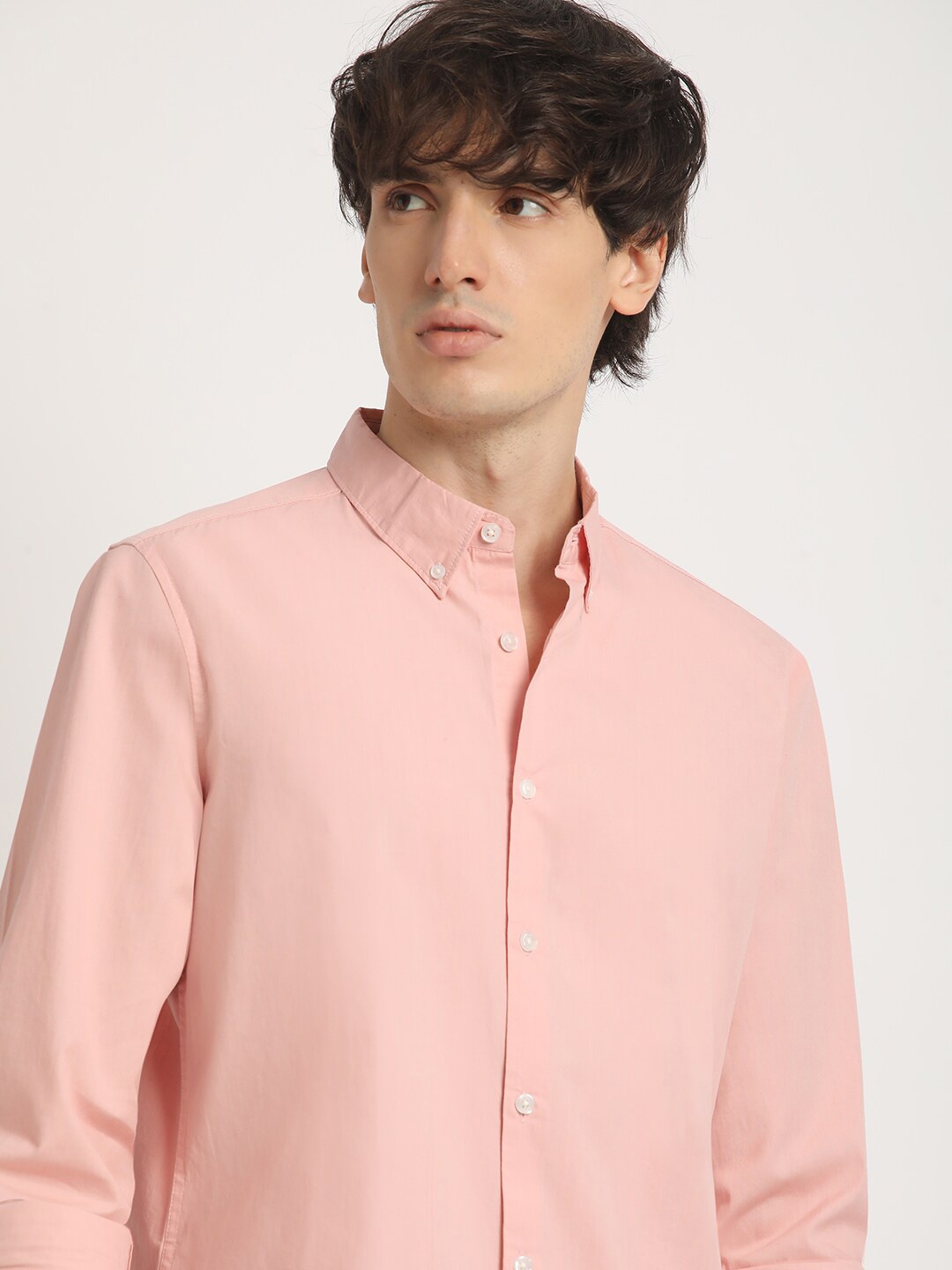 

THE BEAR HOUSE Men's Solid Slim Fit Casual Shirt, Pink