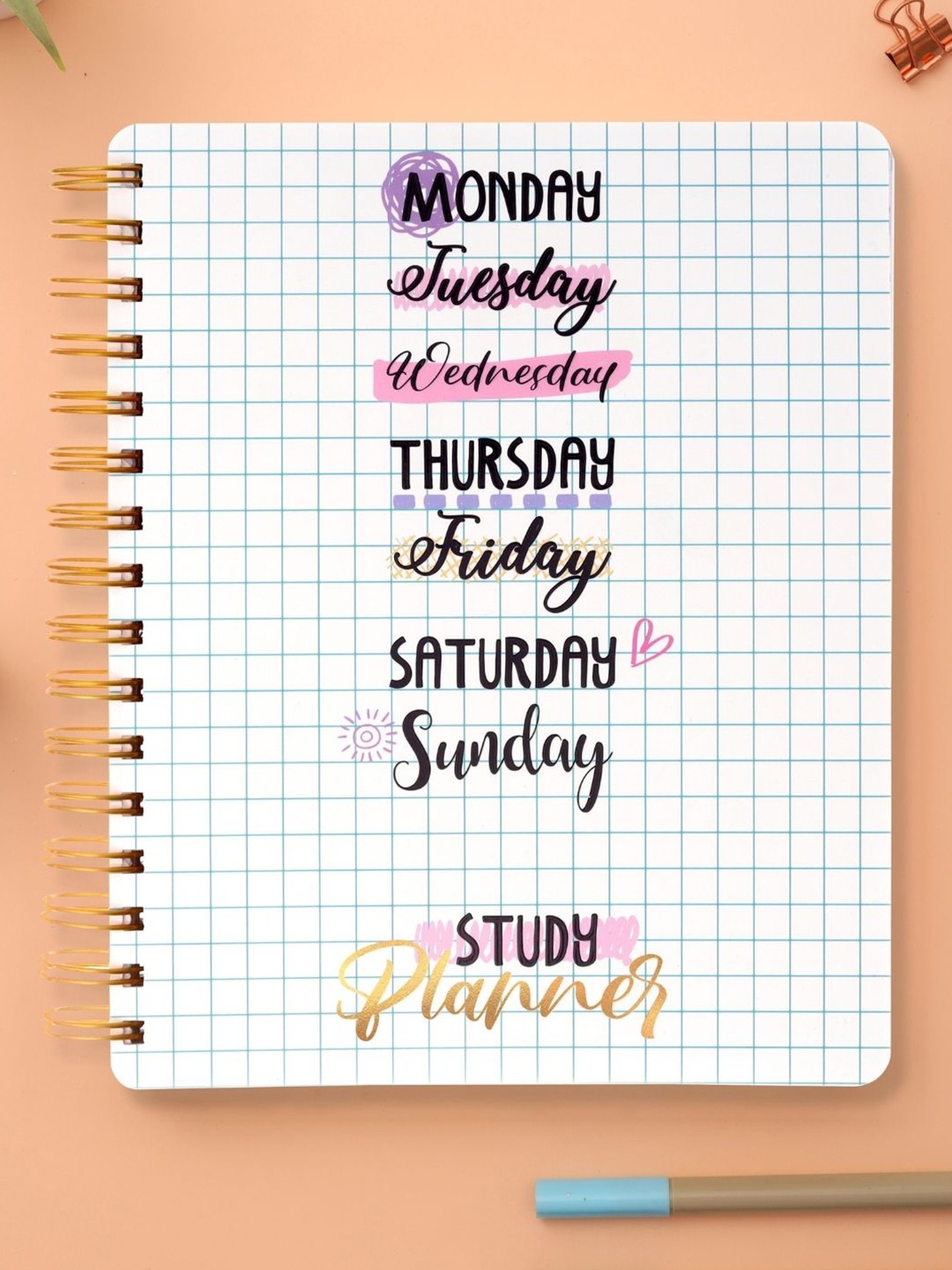 

Doodle Printed Study Planner, White
