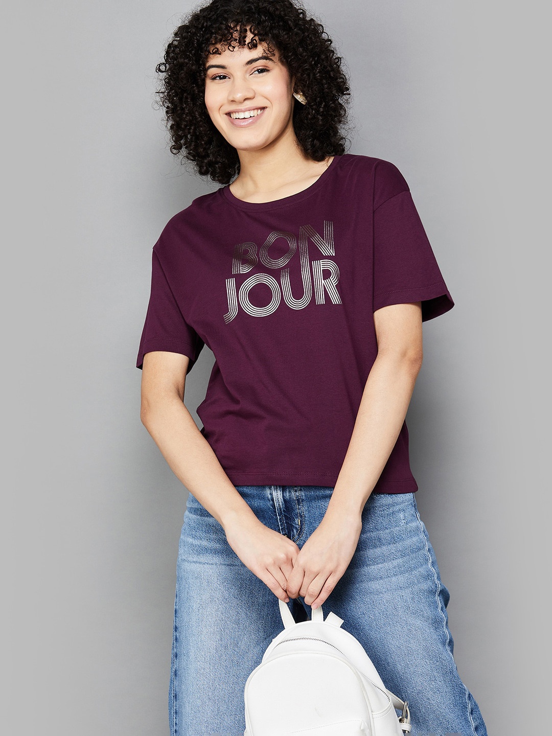 

Fame Forever by Lifestyle Typography Printed Pure Cotton T-Shirt, Purple