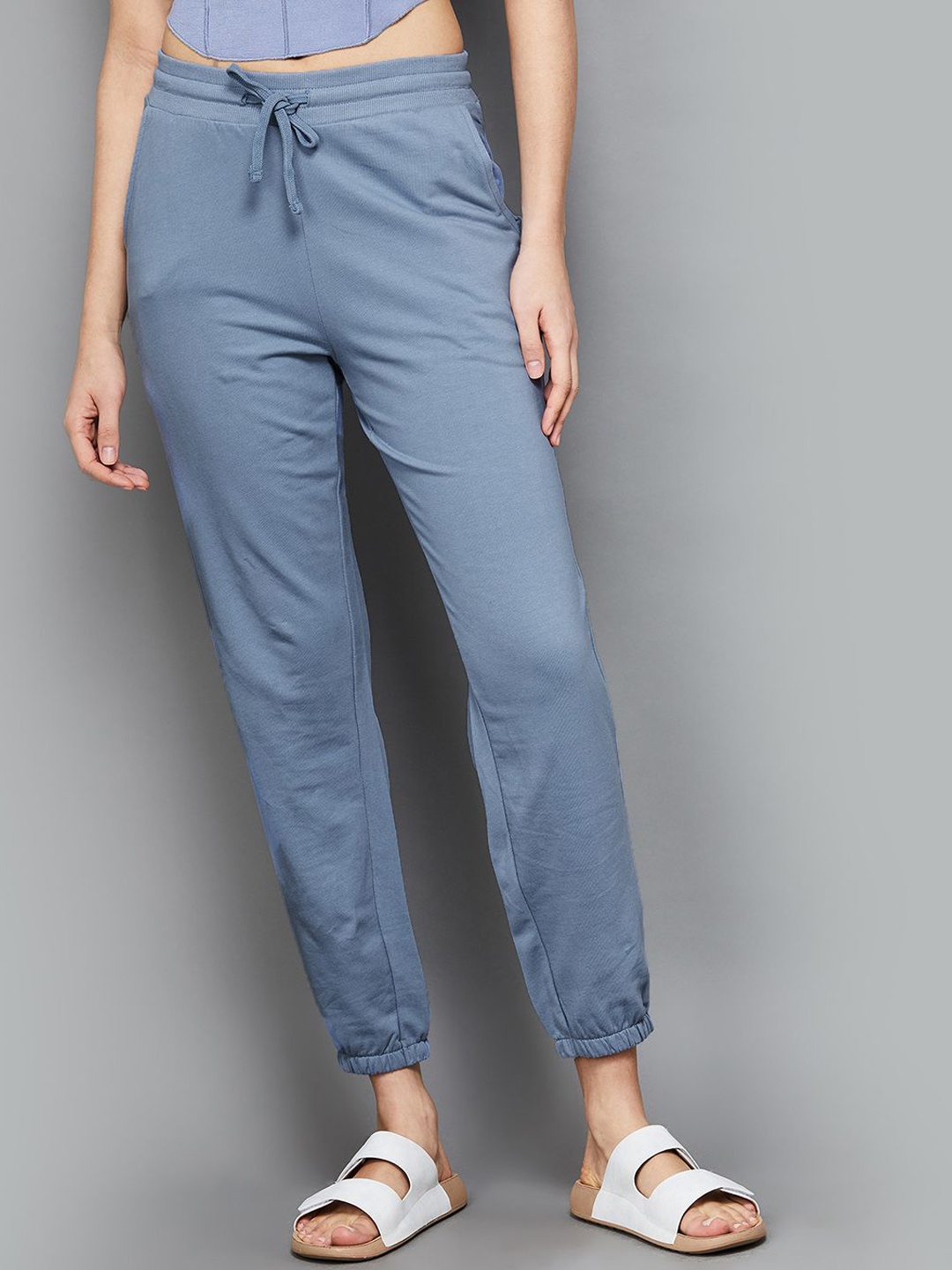 

Fame Forever by Lifestyle Women Joggers Mid-Rise Cotton Trousers, Blue