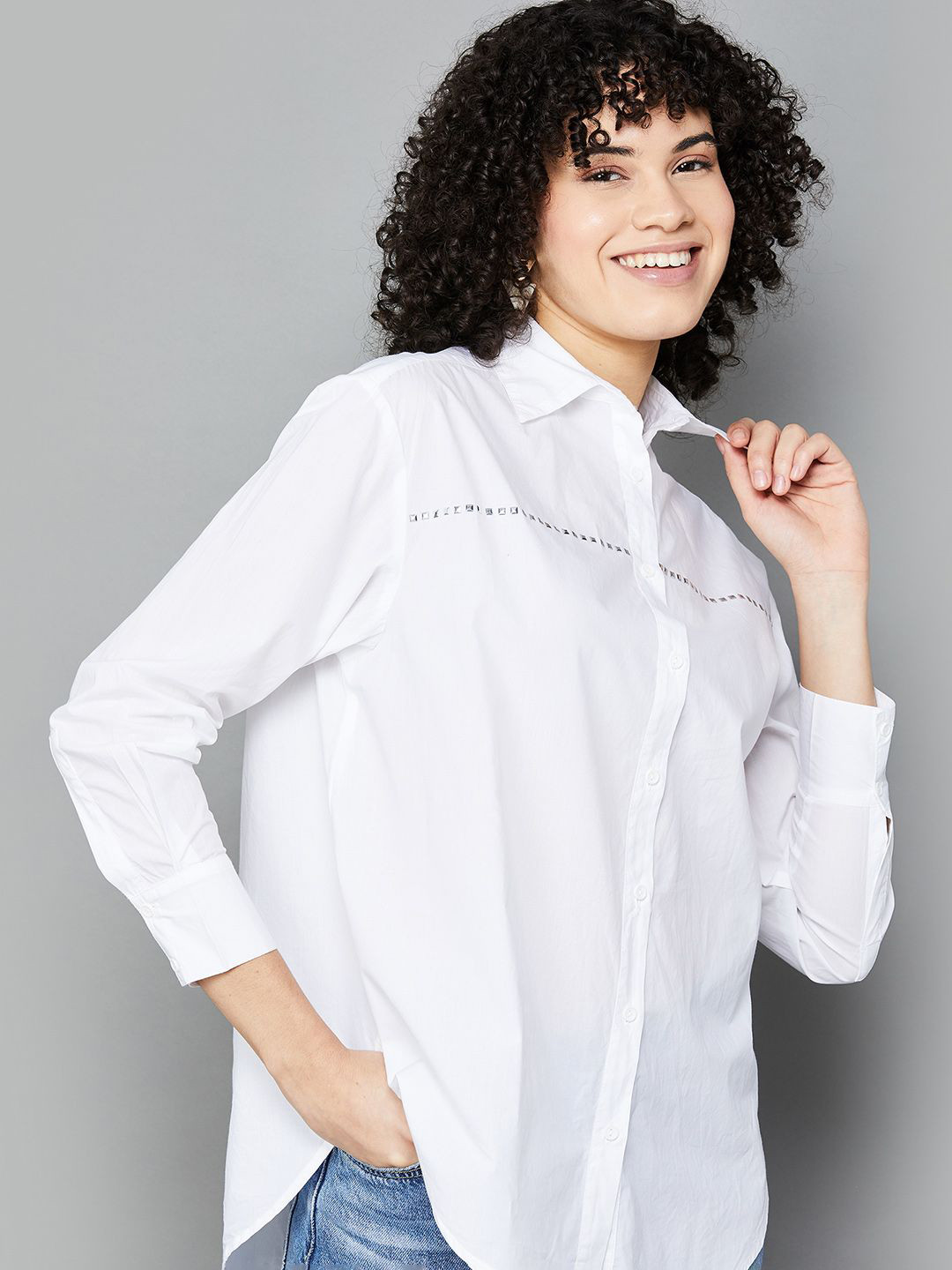 

Fame Forever by Lifestyle Women Solid Spread Collar Button Placket Casual Shirt, White