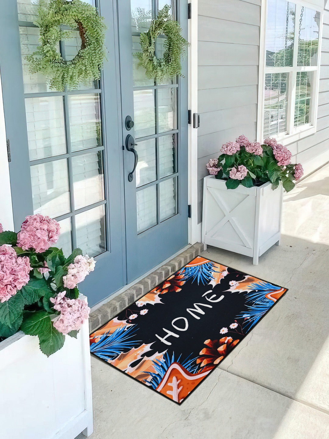 

Aura Navy Blue Self-Designed Anti-Skid Doormat
