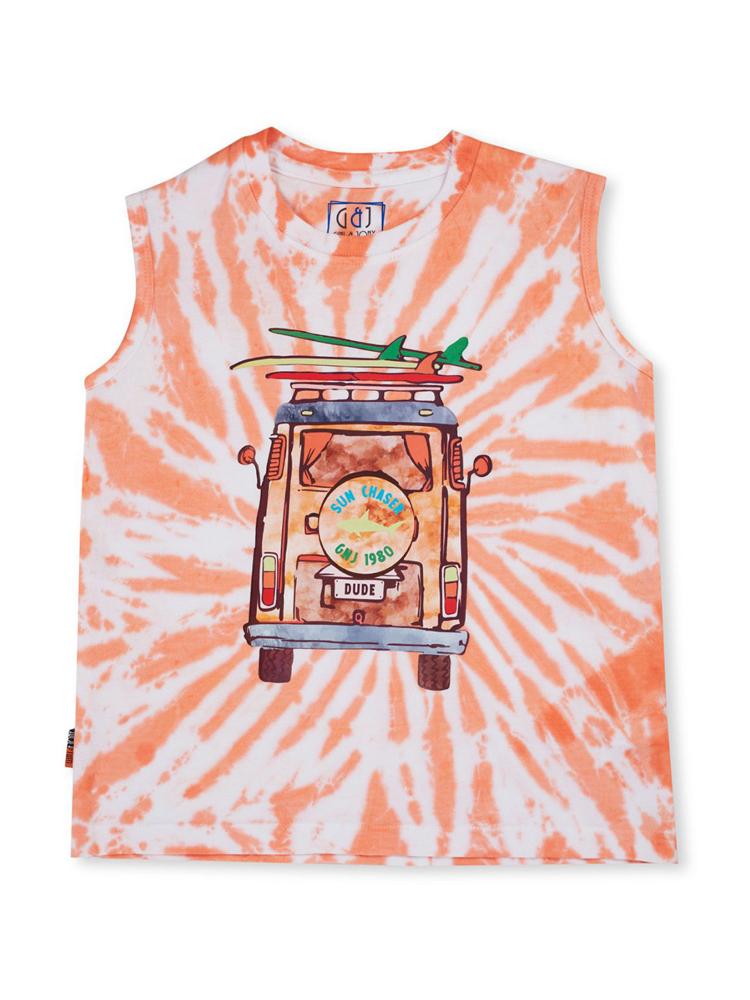 

Gini and Jony Boys Graphic Printed Round Neck Sleeveless Cotton T-shirt, Orange