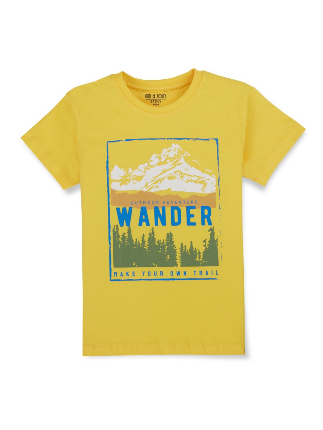 

Gini and Jony Boys Graphic Printed Round Neck Cotton T-shirt, Yellow