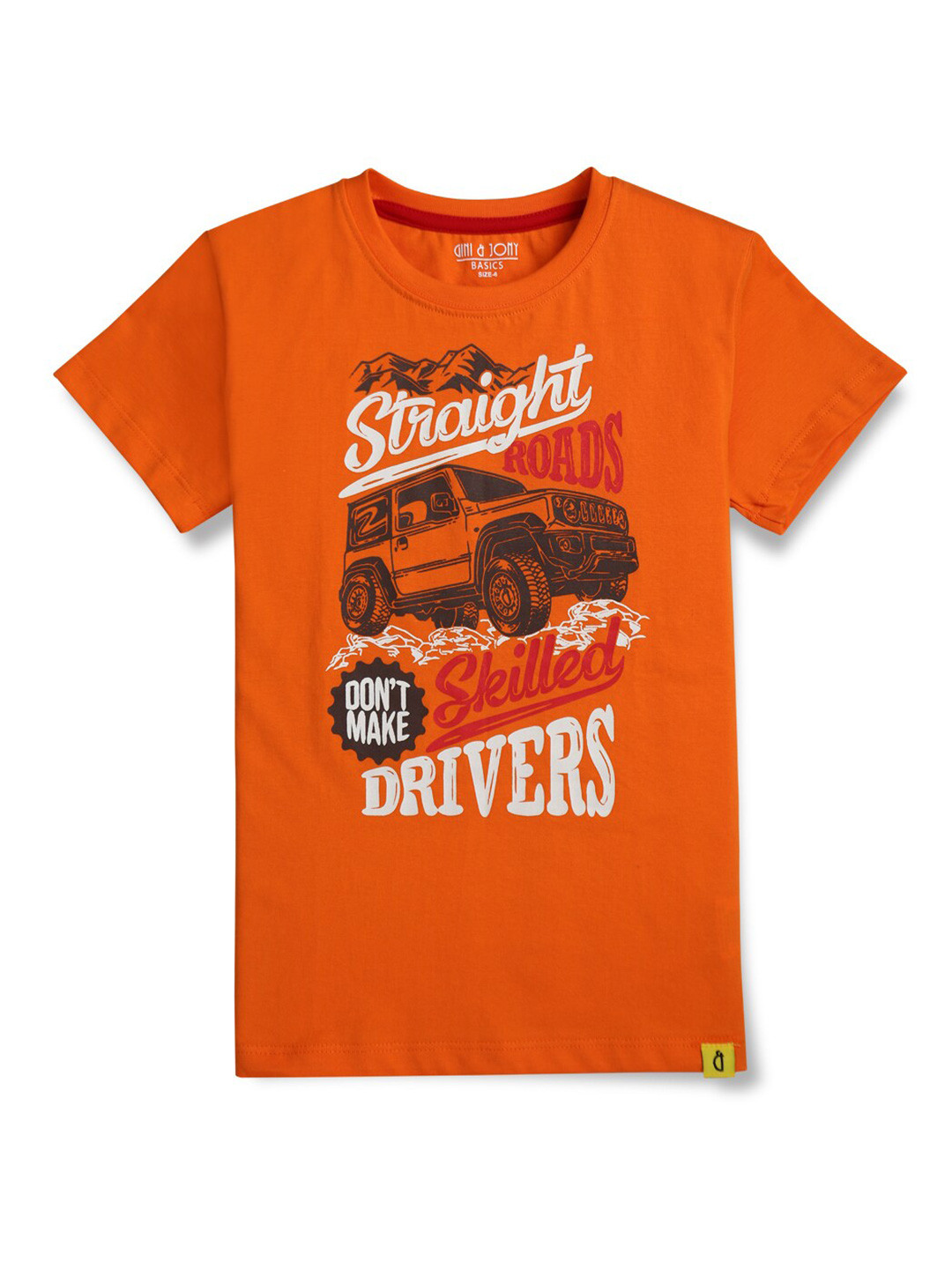 

Gini and Jony Boys Graphic Printed Round Neck Short Sleeves Cotton T-shirt, Orange