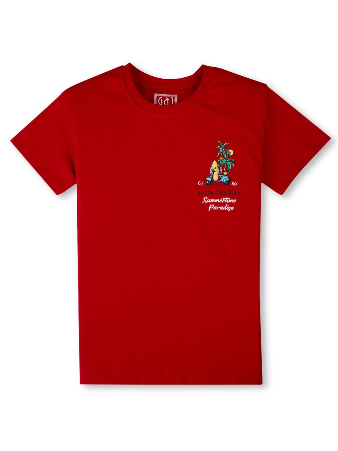 

Gini and Jony Boys Graphic Printed Round Neck Short Cotton T-shirt, Red