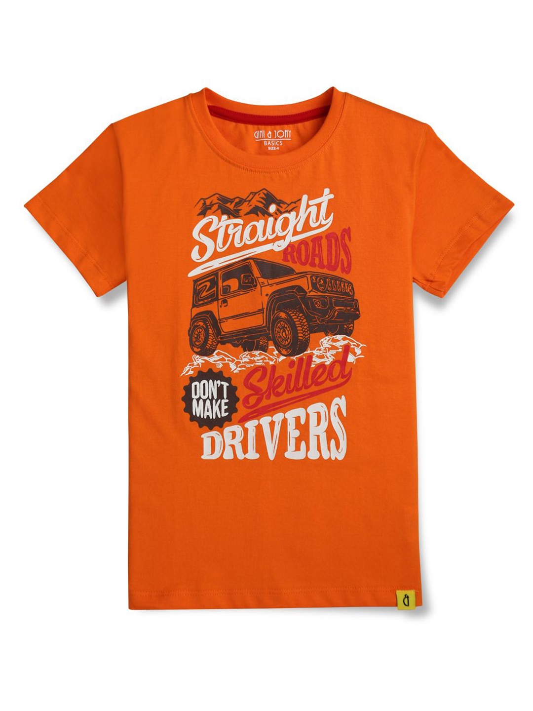 

Gini and Jony Boys Graphic Printed Round Neck T-shirt, Orange