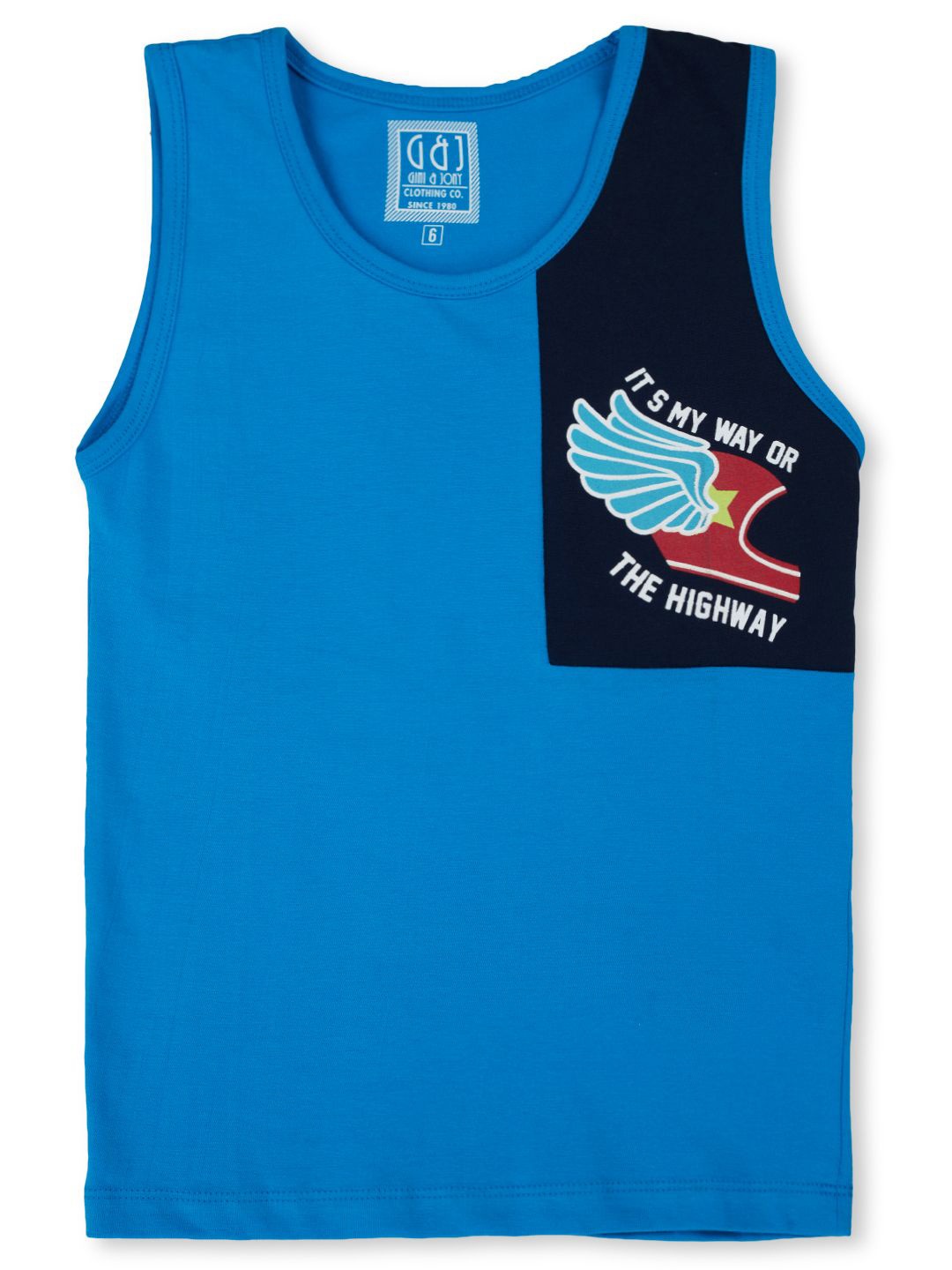 Gini and Jony Boys Graphic Printed Round Neck Cotton T-shirt, Blue