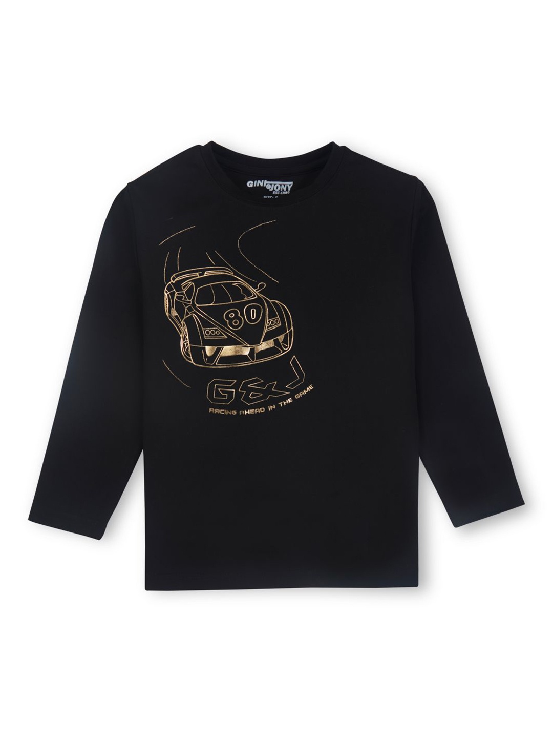 

Gini and Jony Boys Graphic Print Long Sleeves Cotton T-shirt, Black