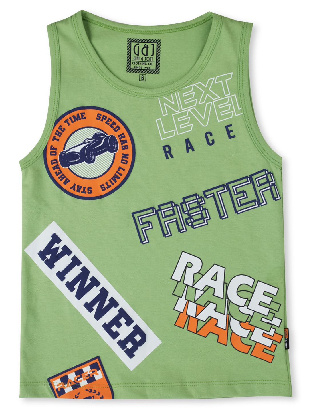

Gini and Jony Boys Typography Printed Round Neck Sleeveless T-shirt, Green