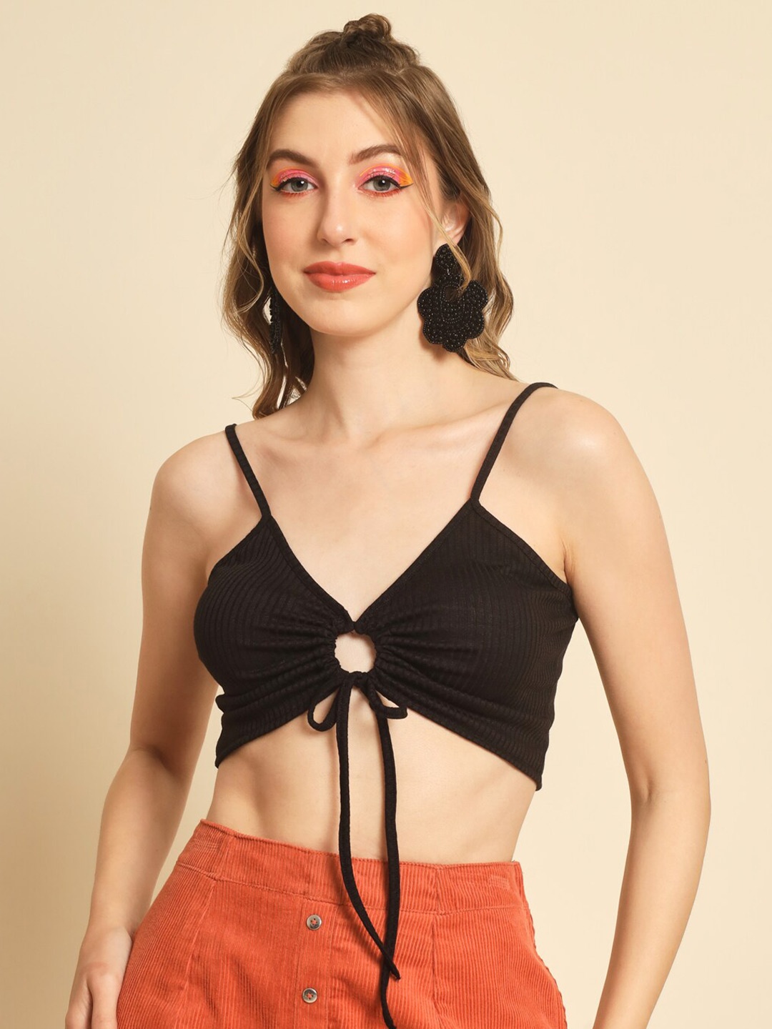 

TANDUL Bralette Crop Top, Black