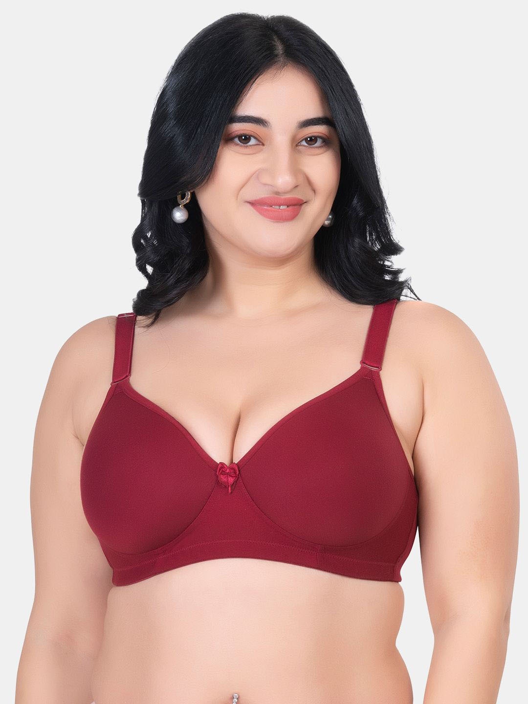 

KOMLI Plus Size Lightly Padded Cotton T-shirt Bra K-D925-WIN-1PC_JA0324, Maroon
