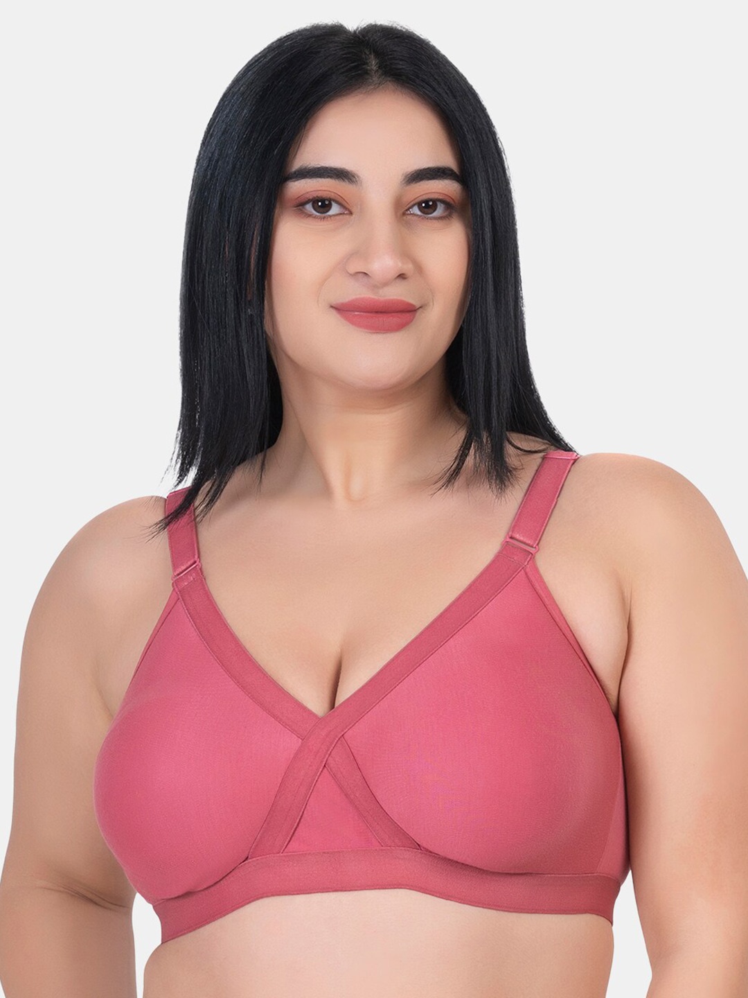

KOMLI Plus Size Non Padded Cotton T-shirt Bra K-D986-PLM-1PC_JA0324, Pink