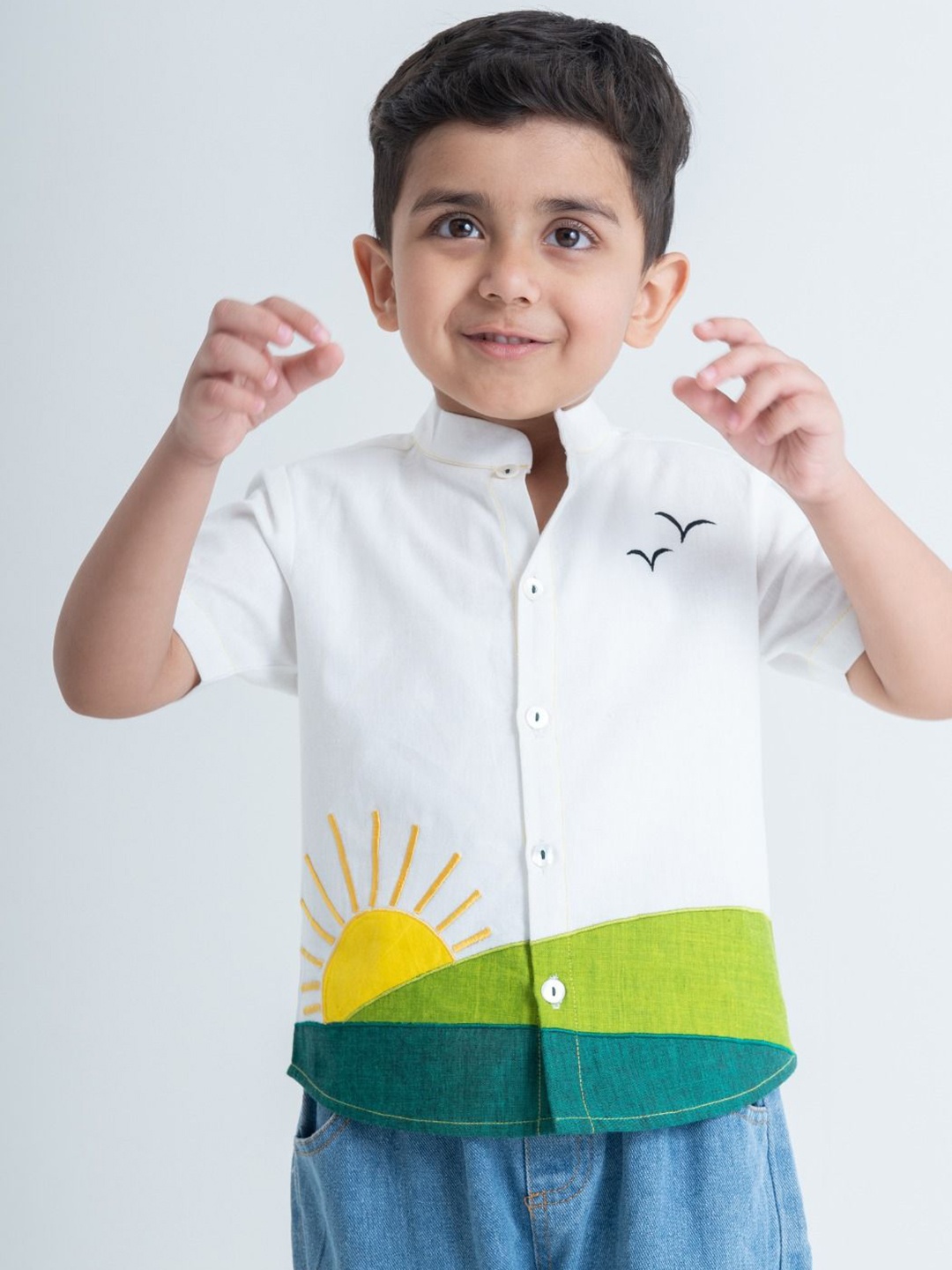 

Tiber Taber Boys Opaque Cotton Casual Shirt, White