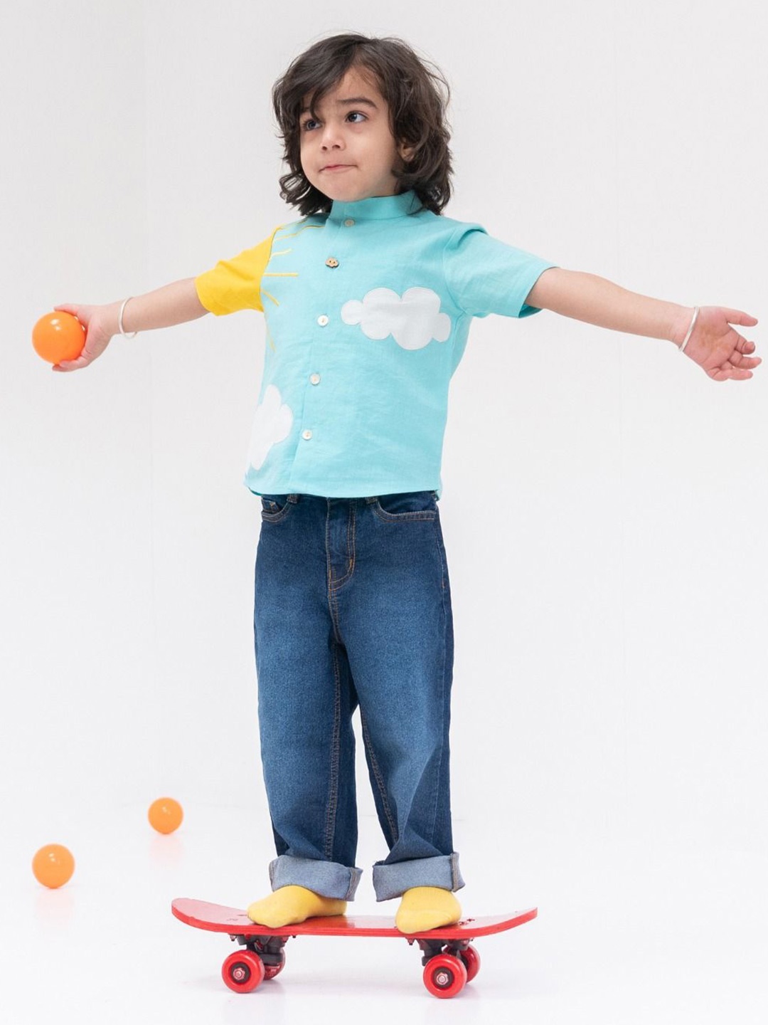 

Tiber Taber Boys Graphic Opaque Printed Cotton Casual Shirt, Blue