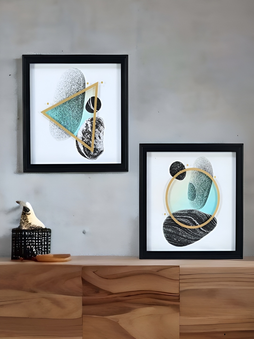

Athome by Nilkamal Green & Black 2Pieces Digital Printed Wall Arts
