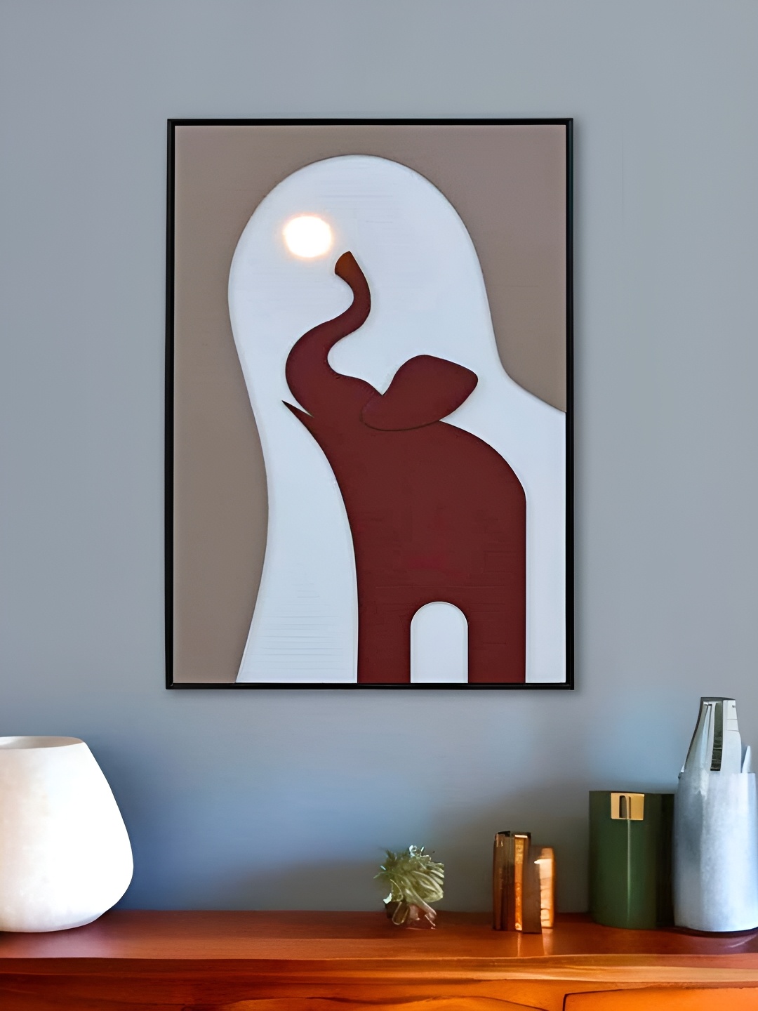 

Athome by Nilkamal Brown & Grey Elephant Printed Framed Wall Art