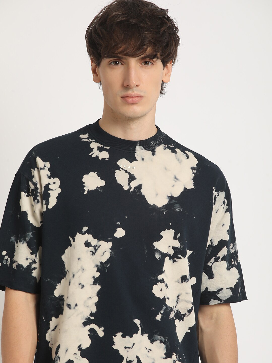 

THE BEAR HOUSE Men's Abstract Tie-Dye Crew Neck T-shirt, Black