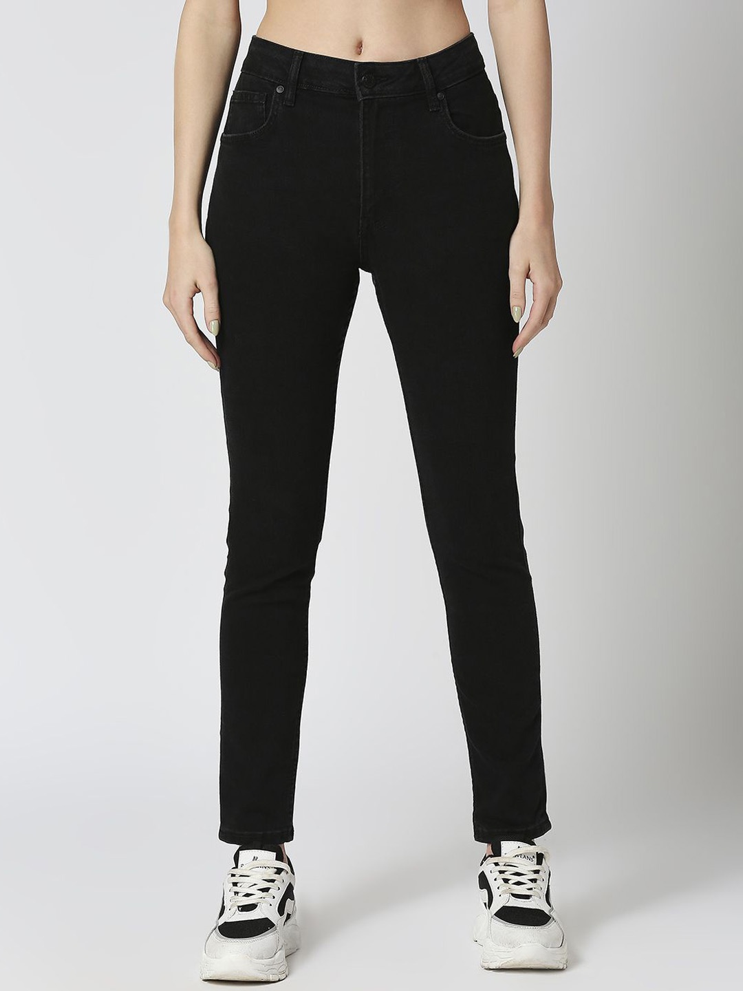 

LOVEGEN Women Skinny Fit Cotton Jeans, Black