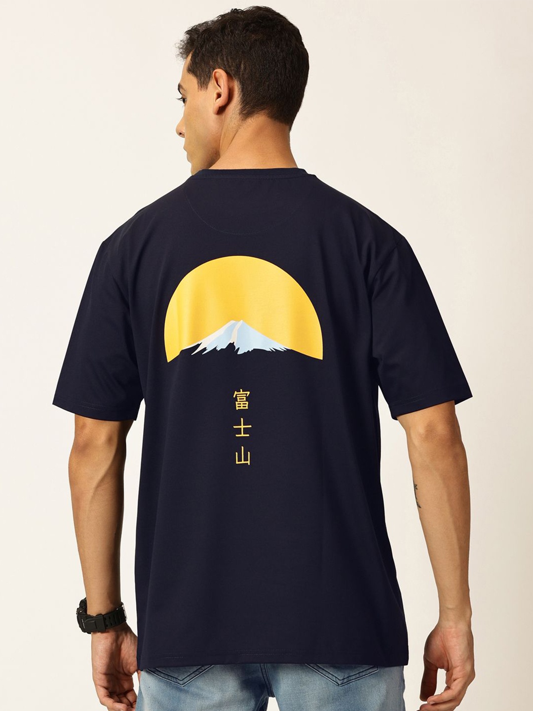 Thomas Scott Graphic Printed Drop Shoulder Oversized T-shirt, Navy blue
