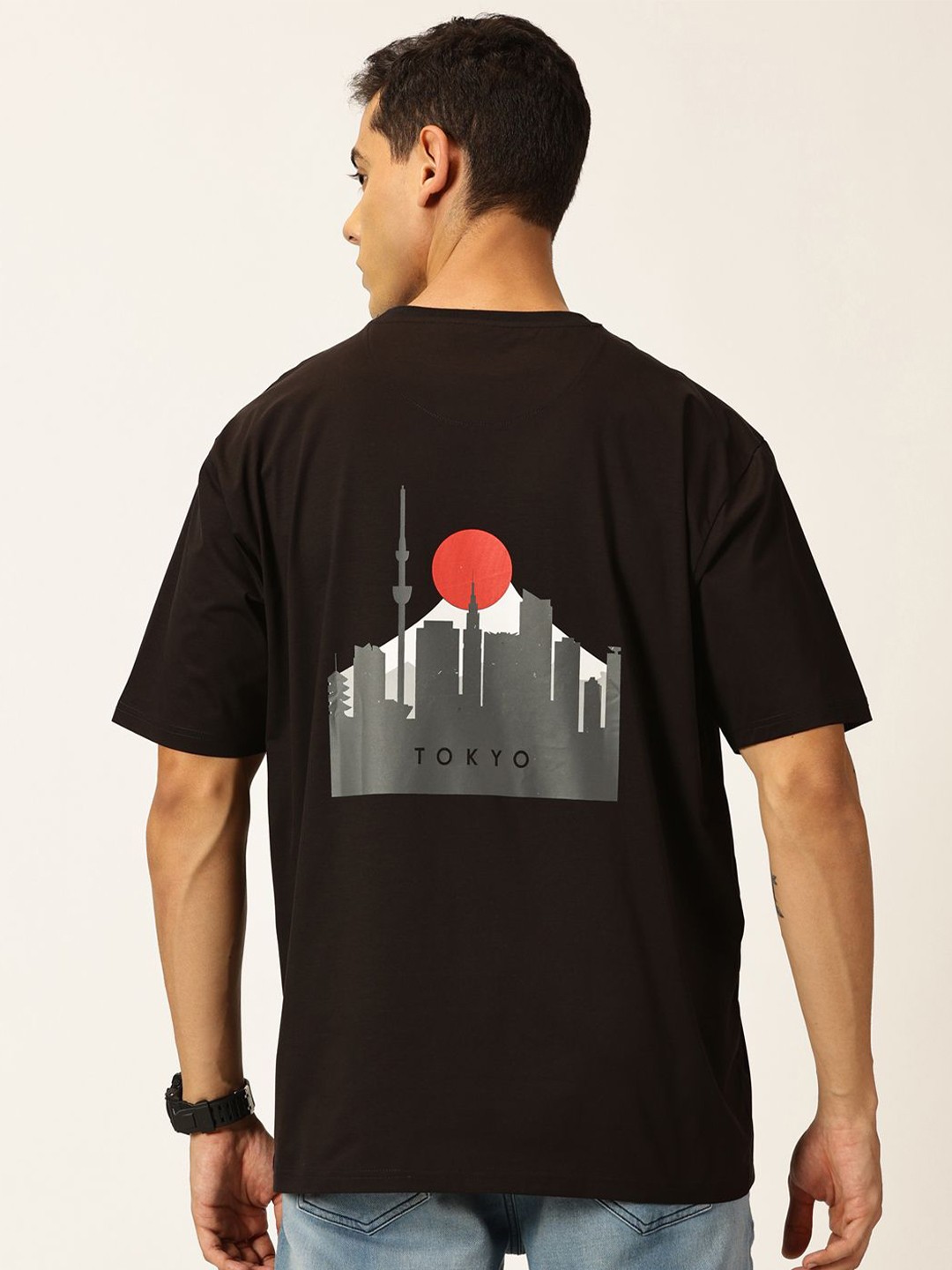 

Thomas Scott Graphic Printed Drop Shoulder Oversized T-shirt, Black