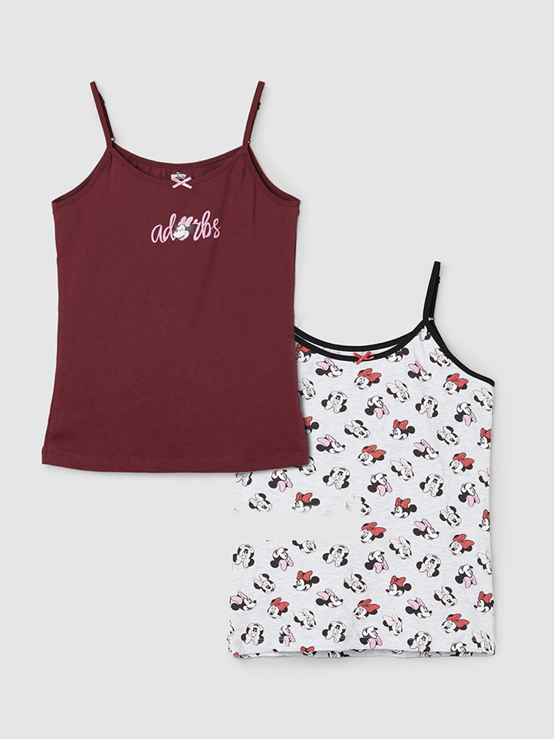 

max Girls Pack Of 2 Printed Non Padded Camisoles, Maroon