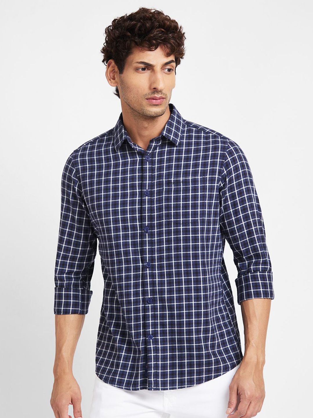 

Being Human Men Slim Fit Opaque Checked Casual Shirt, Black
