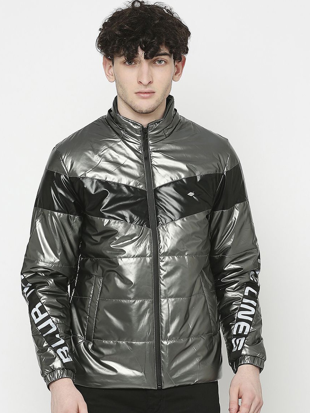 

Being Human Men Camouflage Crop Padded Jacket, Black