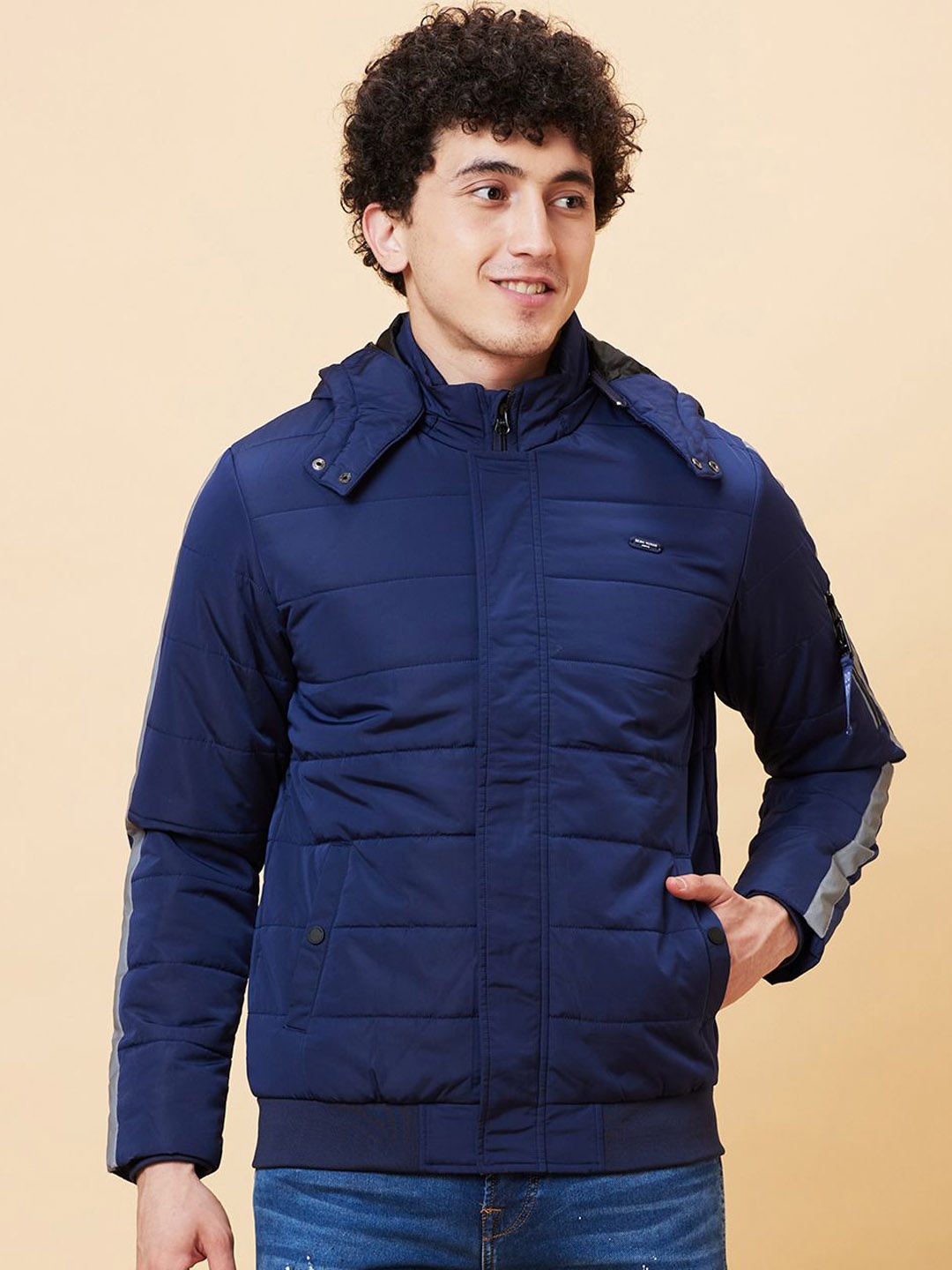 

Being Human Men Crop Padded Jacket, Blue
