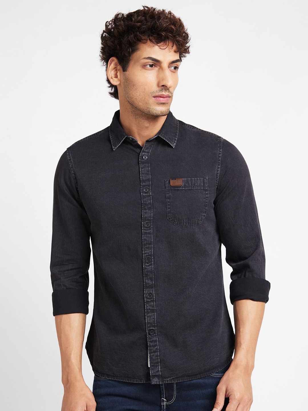 

Being Human Men Slim Fit Opaque Casual Shirt, Black