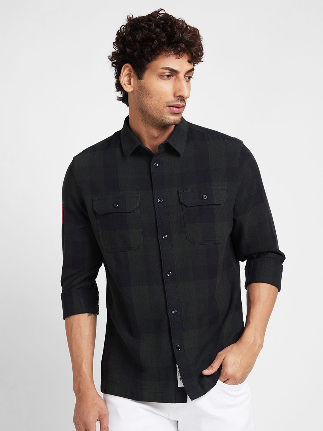

Being Human Men Slim Fit Tartan Checks Opaque Checked Casual Shirt, Green