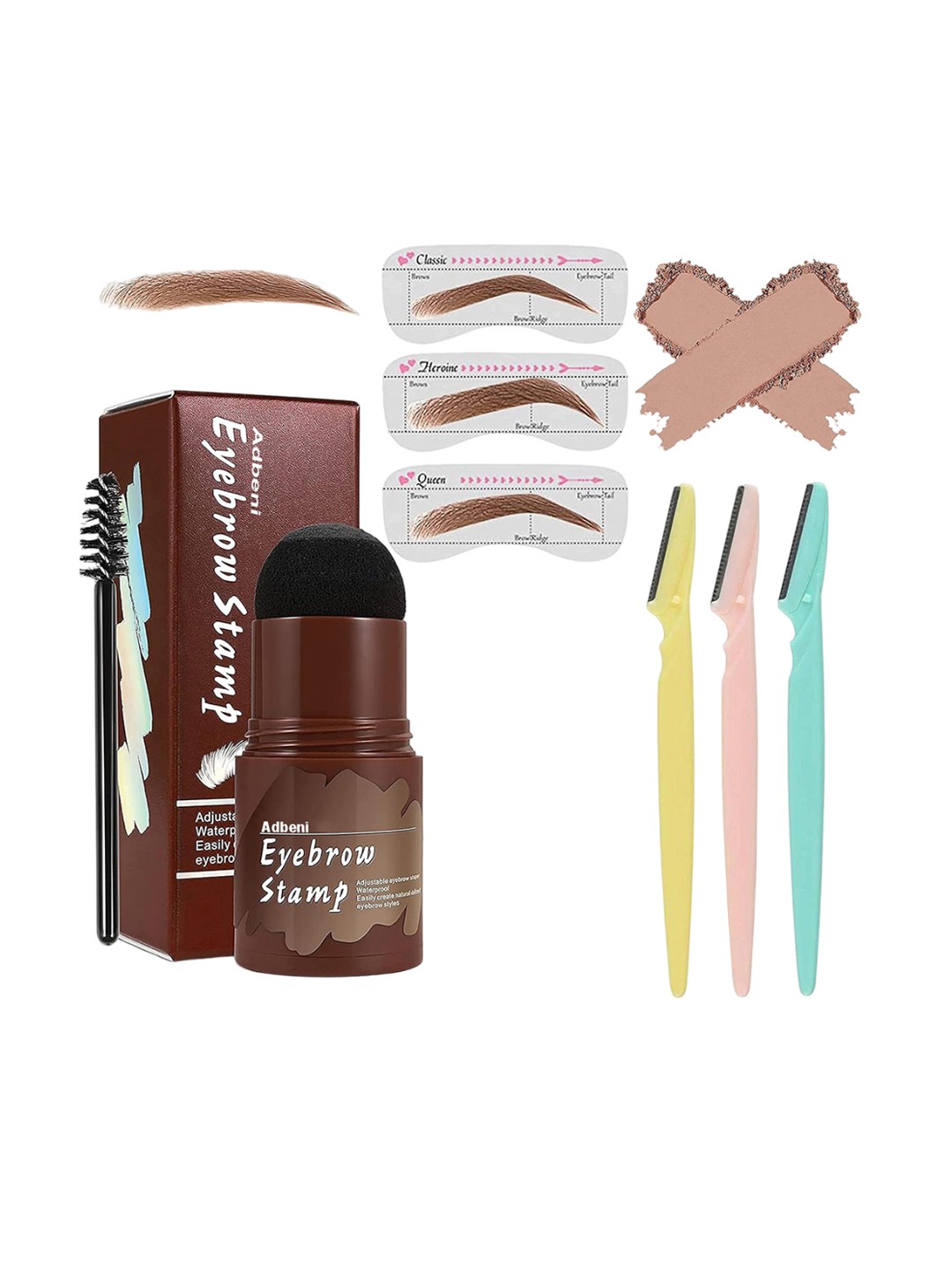 

Adbeni Natural Hairline Powder 24g - Light Brown With Twinkle Eyebrow Razor