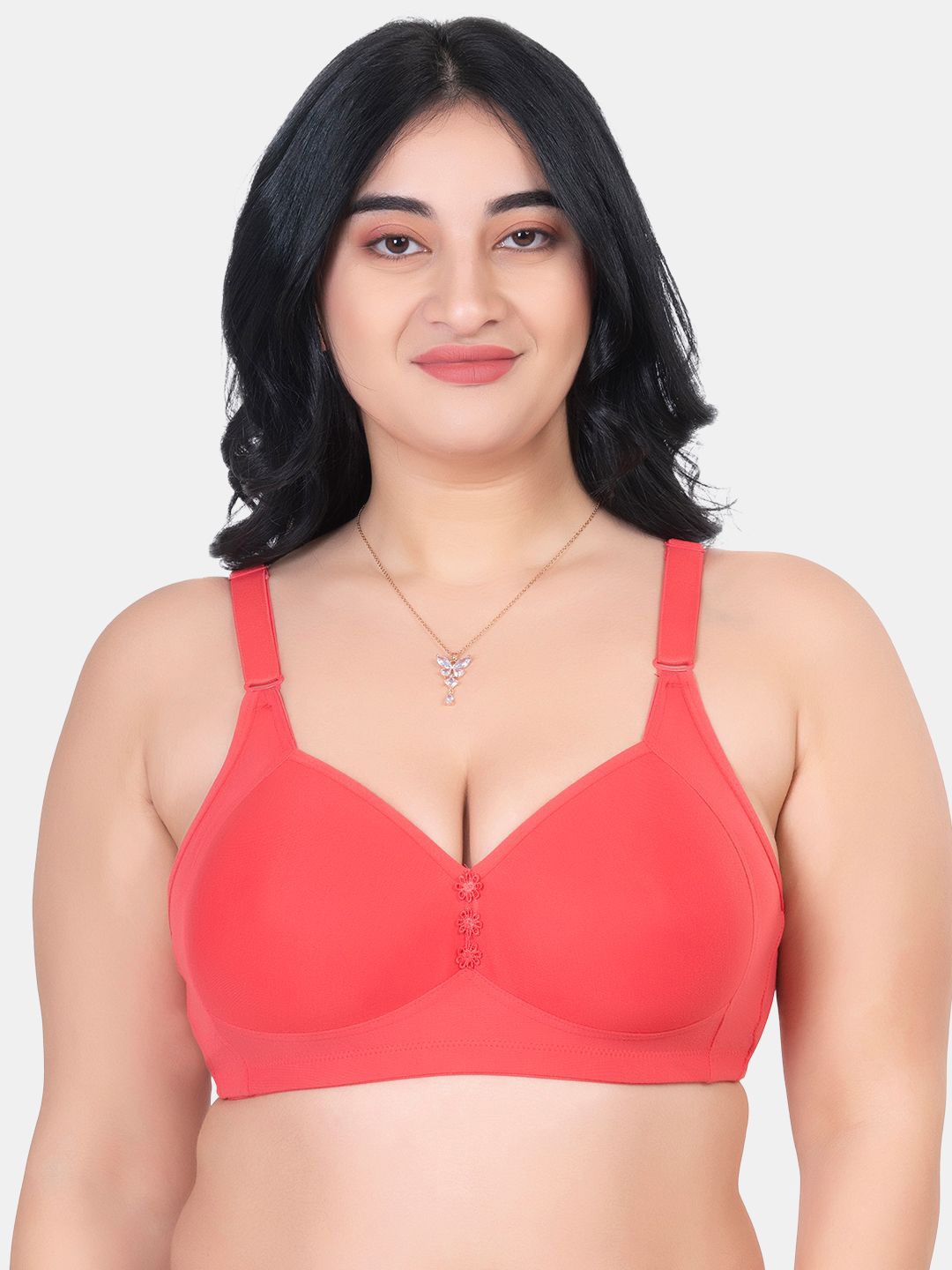 

KOMLI Plus Size Lightly Padded Cotton Minimizer Bra K-D911-RUBY-1PC_JA0324, Red
